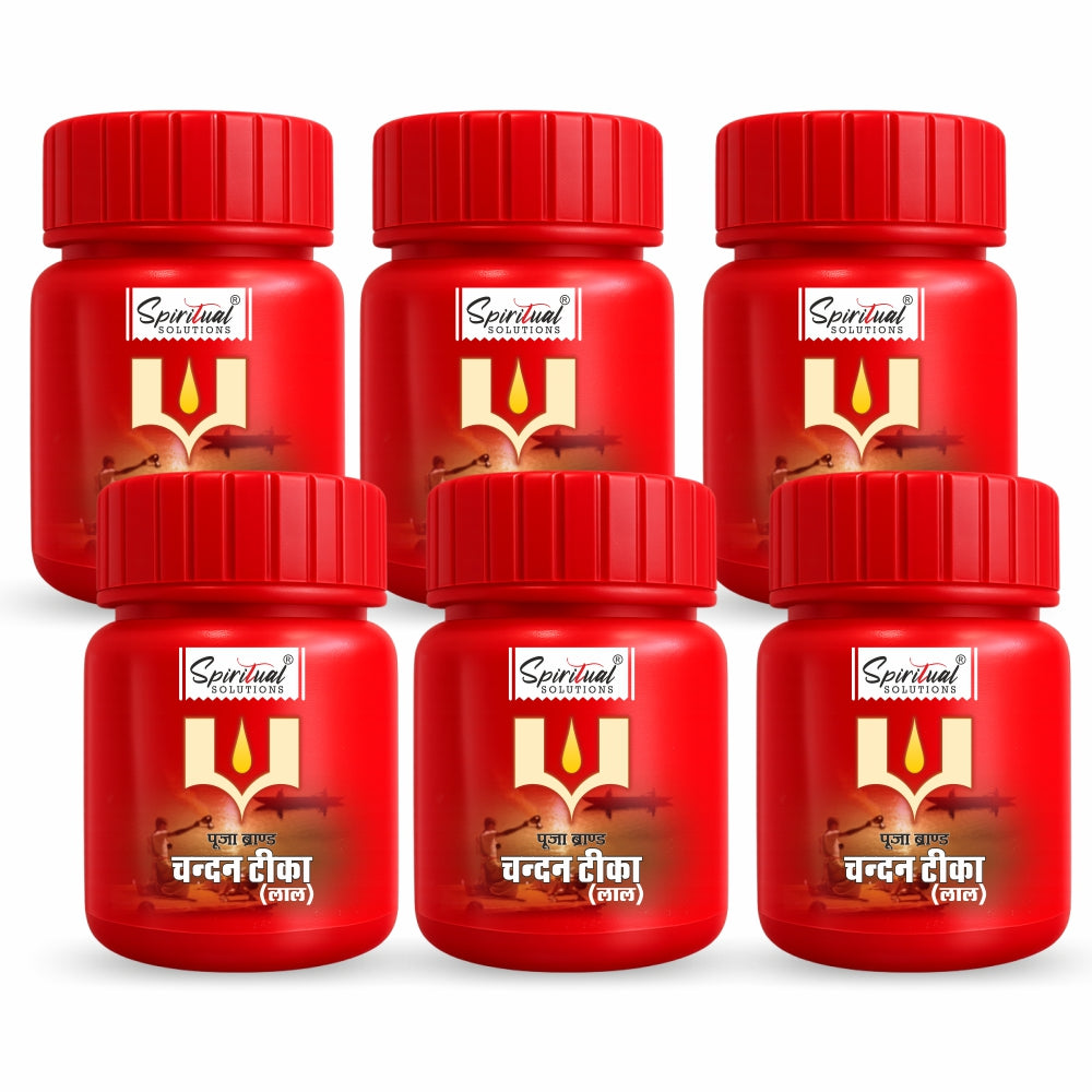 Premium Red Chandan Tika Paste Pack of 6 (40 ml Each) | Sandalwood Tilak for Daily Puja, Mandir, Havan & Festivals | Long Lasting Fragrance