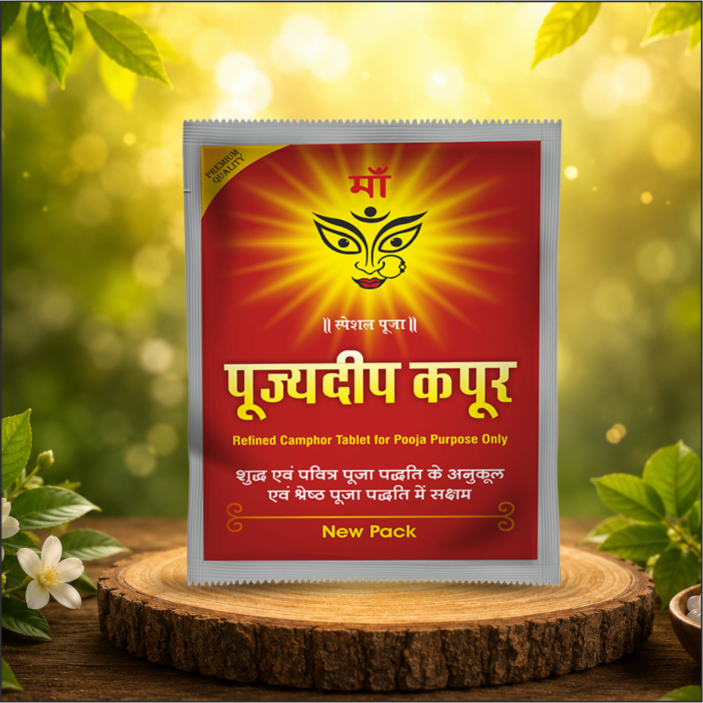 Pujyedeep Kapoor (Camphor) Tablets 10 gm Slab Pouch | Pure Kapoor for Pooja, Meditation & Fragrance | Long-Lasting Aroma