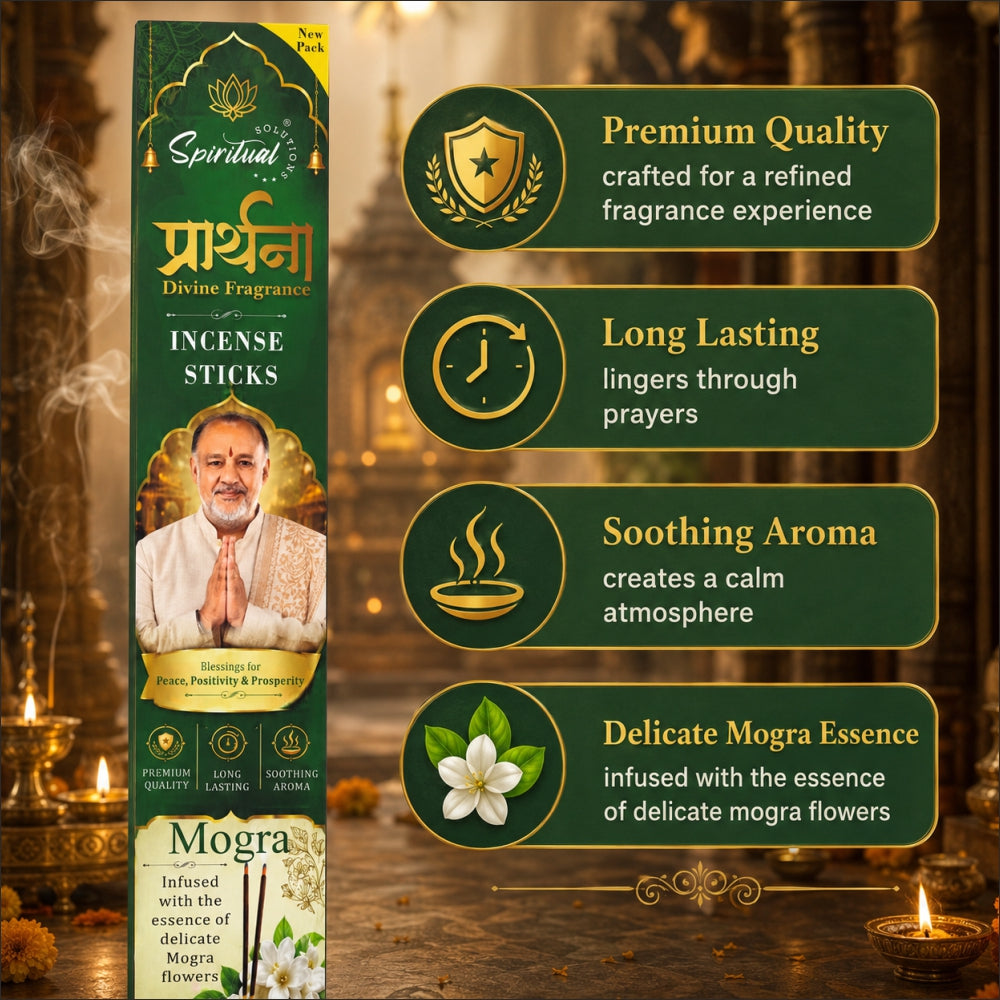 Prarthana Incense Sticks Mogra 9 Gm | Long Lasting Natural Fragrance Agarbatti for Puja, Meditation, Home & Spiritual Ambience