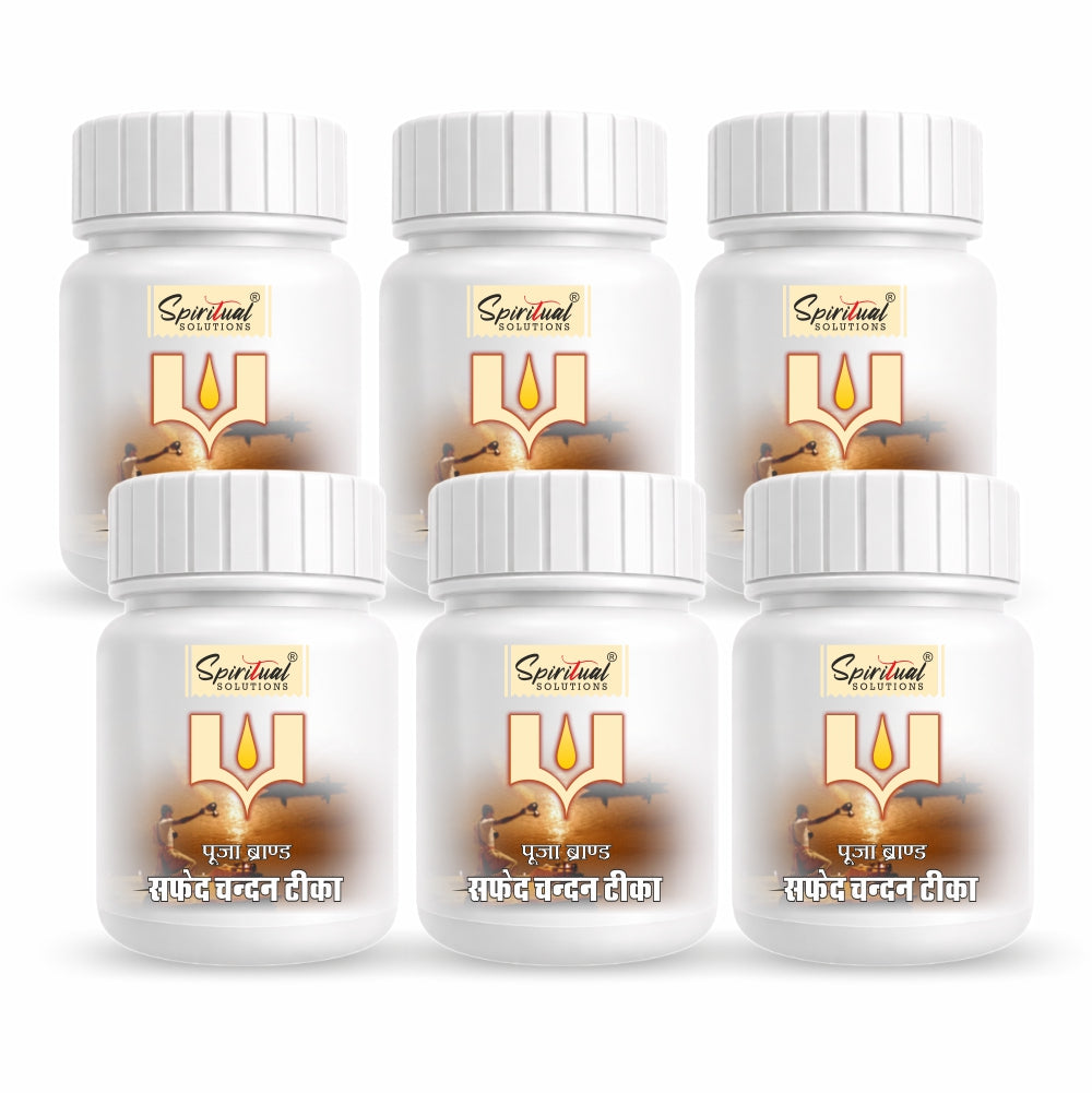 Premium White Chandan Tika Paste Pack of 6 (40 ml Each) | Sandalwood Tilak for Daily Puja, Mandir, Havan & Festivals | Long Lasting Fragrance