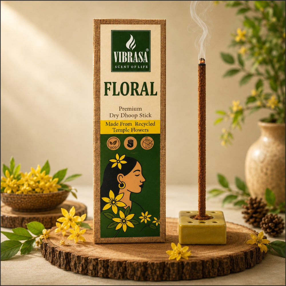 VIBRASA Premium Dry Dhoop Sticks – Floral | 100 g Each | Pack of 6