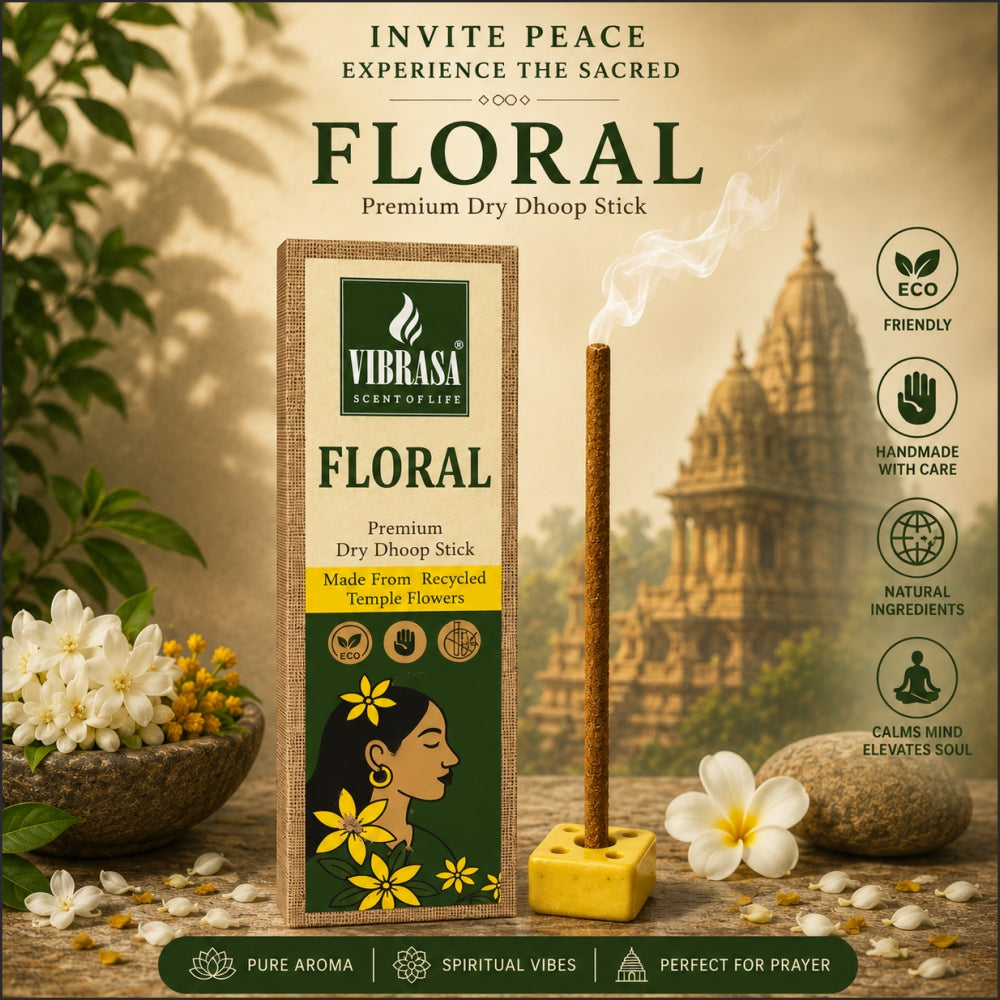 VIBRASA Premium Dry Dhoop Sticks – Floral | 100 g Each | Pack of 6