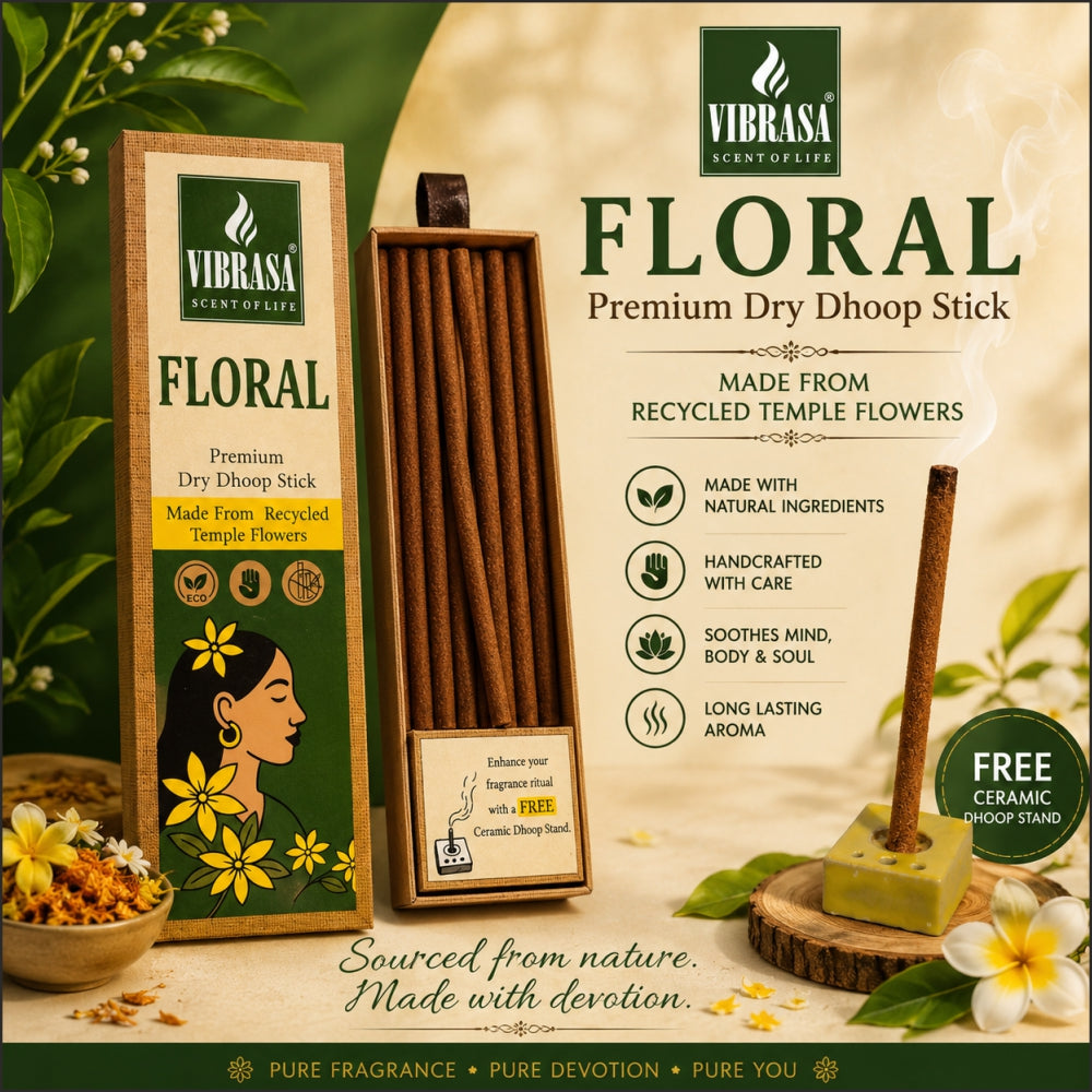VIBRASA Premium Dry Dhoop Sticks – Floral | 100 g Each | Pack of 6