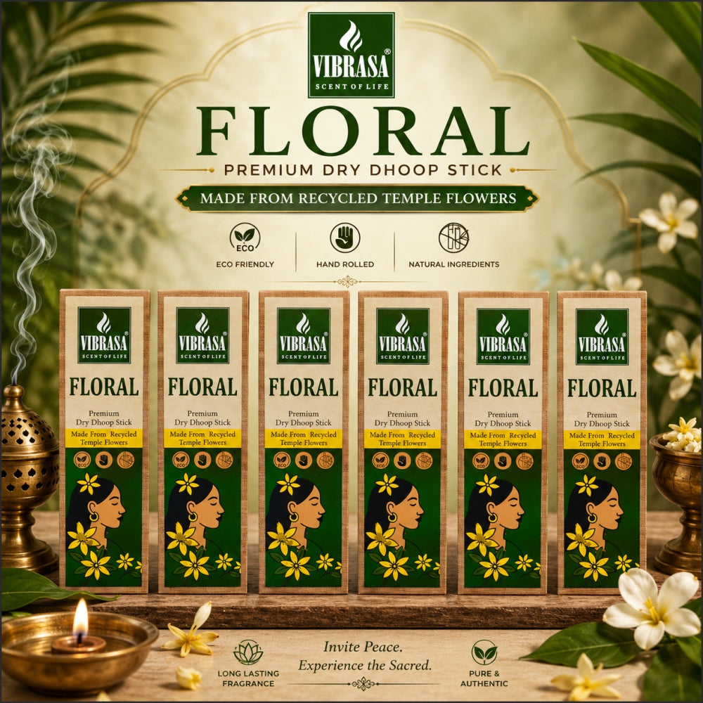 VIBRASA Premium Dry Dhoop Sticks – Floral | 100 g Each | Pack of 6