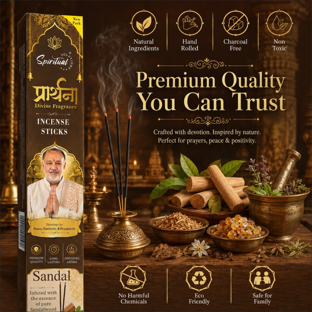 Prarthana Incense Sticks Sandal 9 Gm | Long Lasting Natural Fragrance Agarbatti for Puja, Meditation, Home & Spiritual Ambience