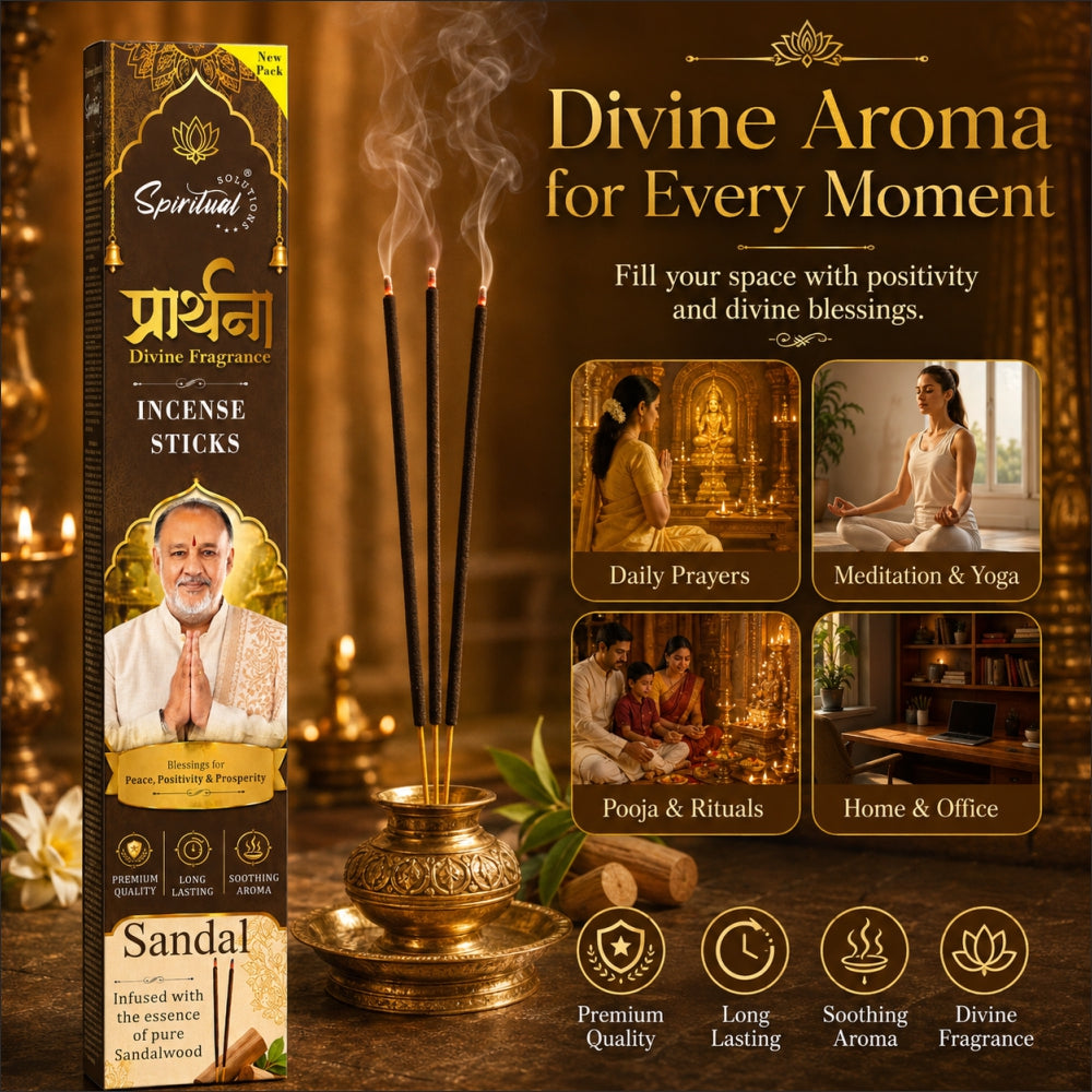 Prarthana Incense Sticks Sandal 9 Gm | Long Lasting Natural Fragrance Agarbatti for Puja, Meditation, Home & Spiritual Ambience