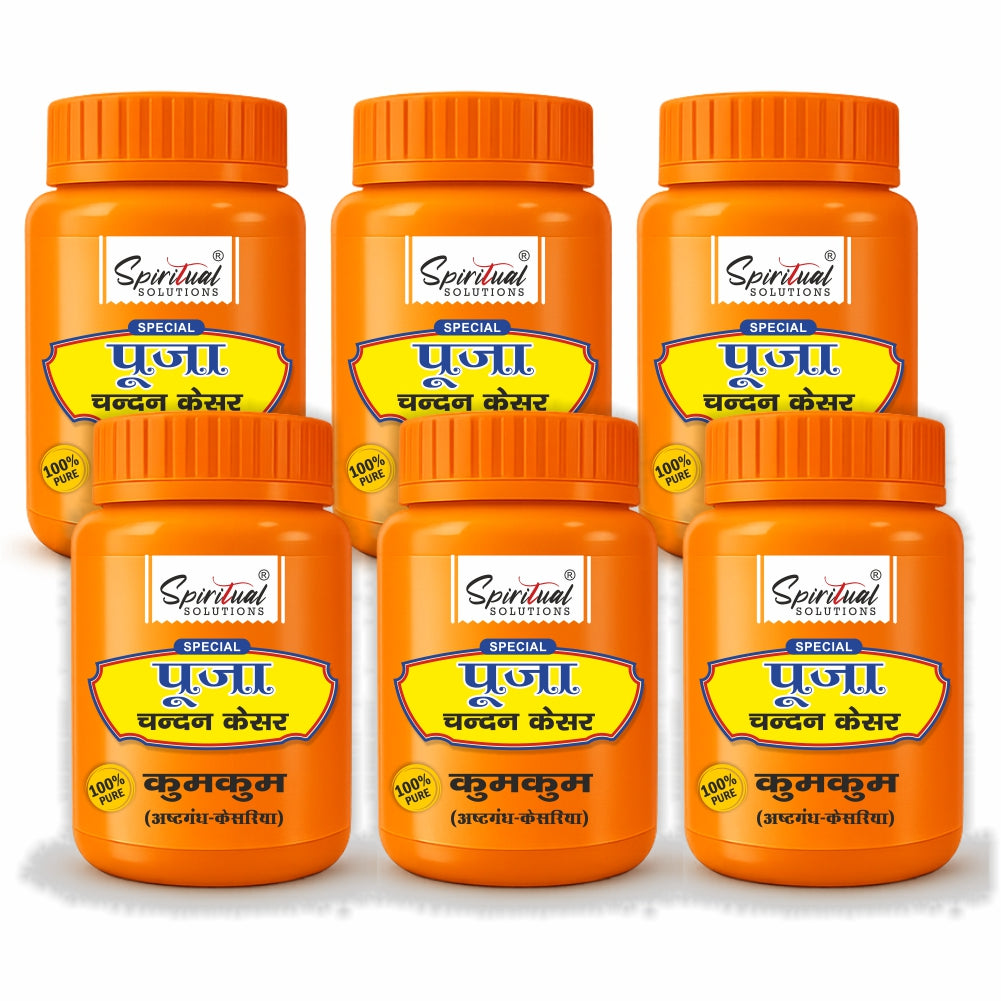 Premium Orange Chandan Kesar Powder Pack of 6 (50g Each) | Pure Puja & Tilak Powder