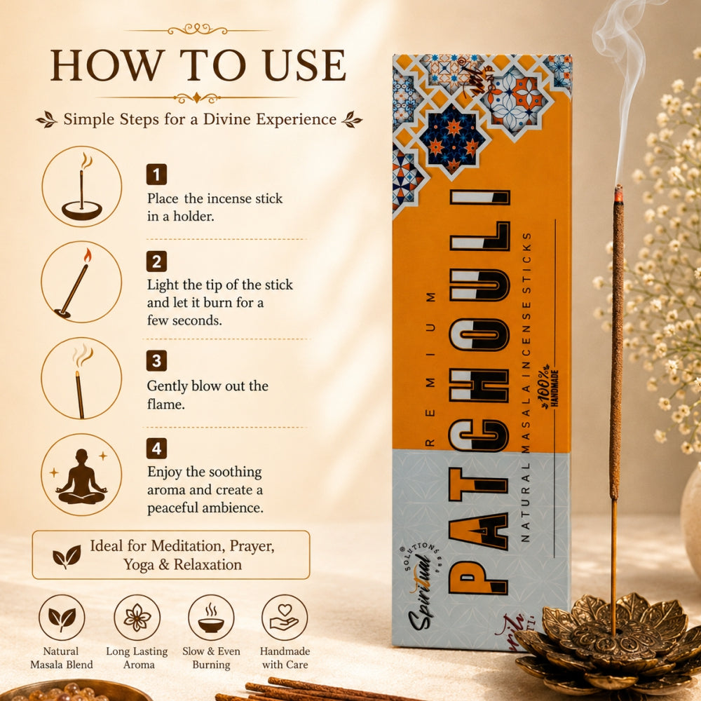 Patchouli Premium Masala Incense Sticks (50 g) | Long Lasting Natural Fragrance Agarbatti for Puja, Meditation, Home & Spiritual Ambience