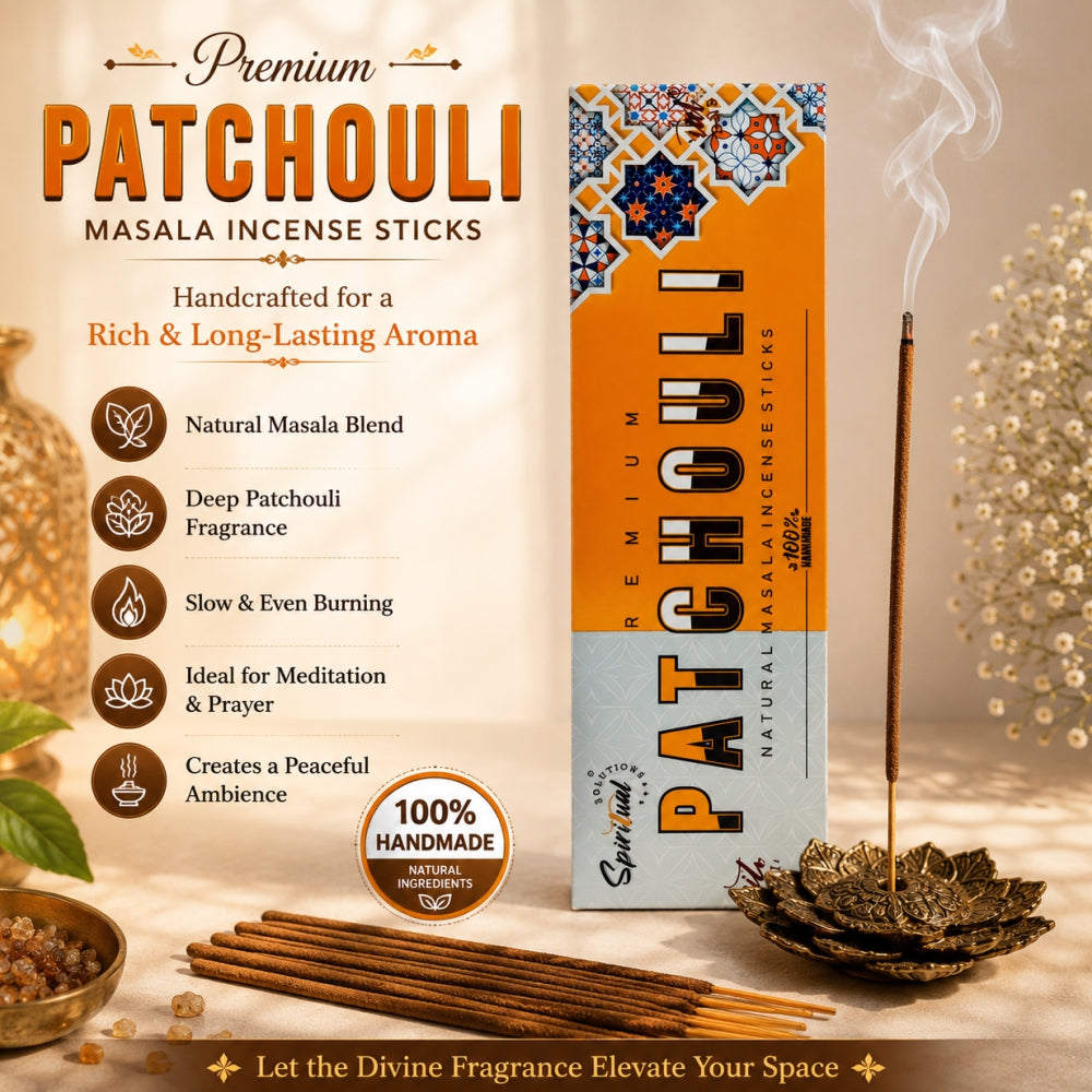 Patchouli Premium Masala Incense Sticks (50 g) | Long Lasting Natural Fragrance Agarbatti for Puja, Meditation, Home & Spiritual Ambience
