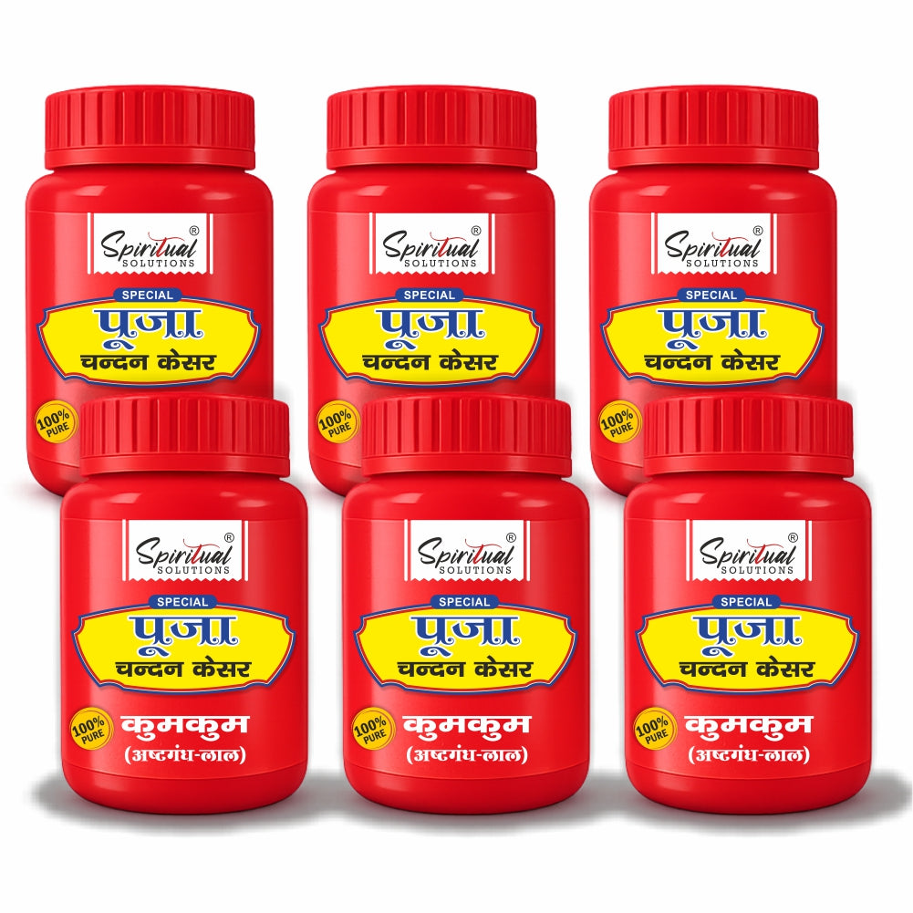Premium Red Chandan Kesar Powder Pack of 6 (50g Each) | Pure Puja & Tilak Powder