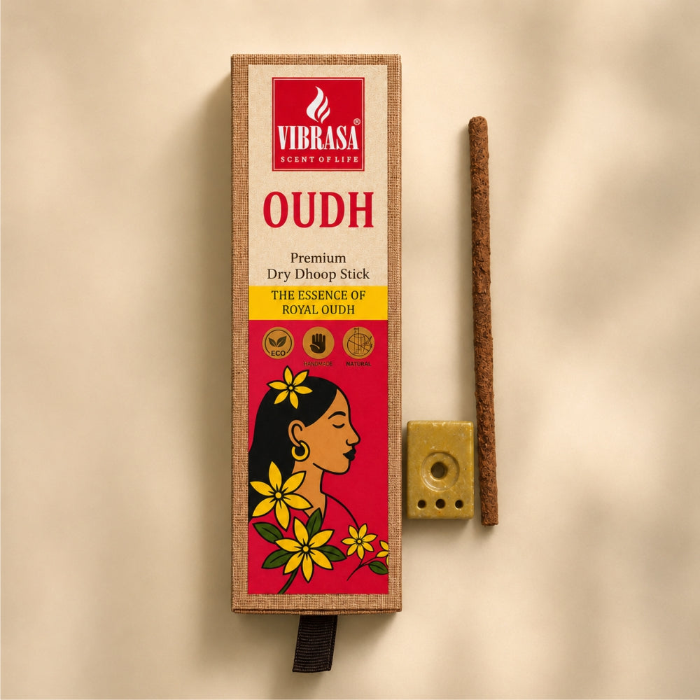 VIBRASA Premium Dry Dhoop Sticks – Oudh | 100 g Each | Pack of 6