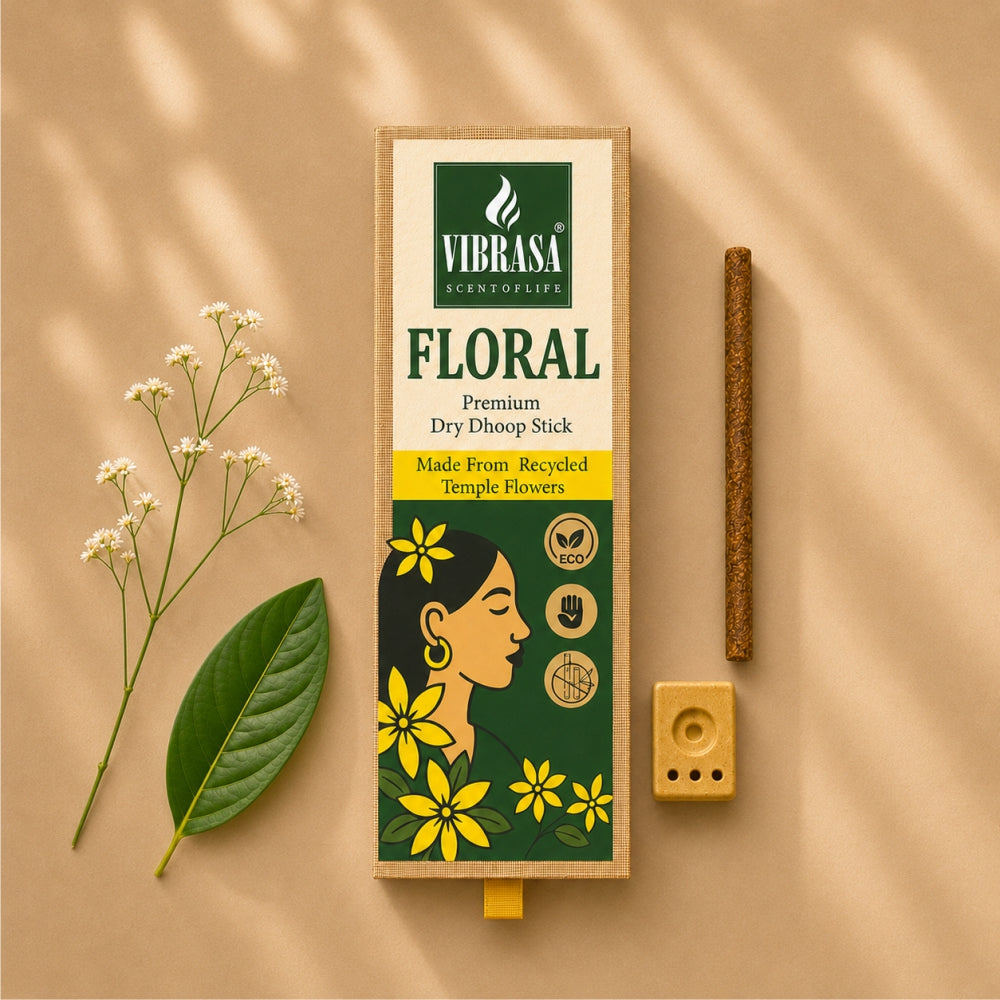 VIBRASA Premium Dry Dhoop Sticks – Floral | 100 g Each | Pack of 6