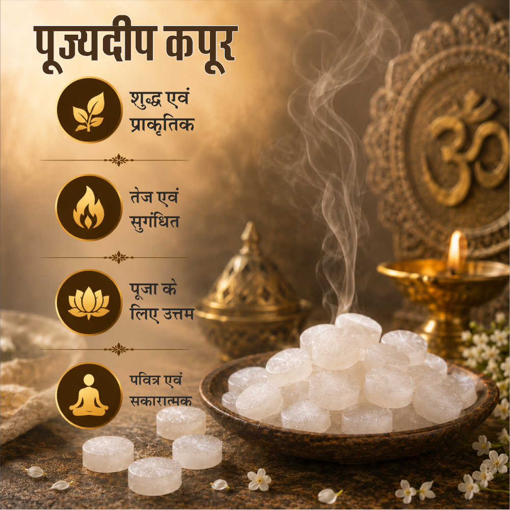 Pujyedeep Kapoor (Camphor) Tablets 100 gm | Pure Kapoor for Pooja, Meditation & Fragrance | Long-Lasting Aroma