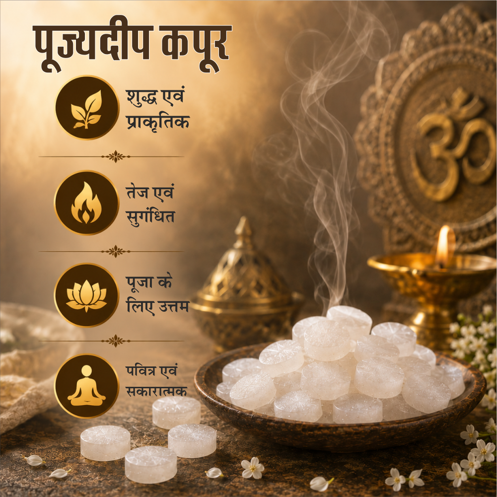 Pujyedeep Kapoor (Camphor) Tablets 500 gm | Pure Kapoor for Pooja, Meditation & Fragrance | Long-Lasting Aroma