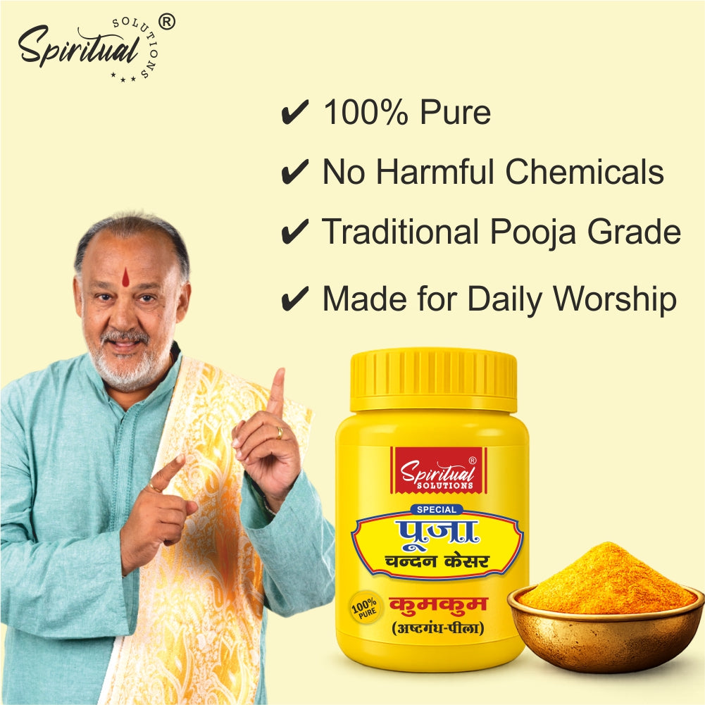 Premium Yellow Chandan Kesar Powder Pack of 6 (50g Each) | Pure Puja & Tilak Powder